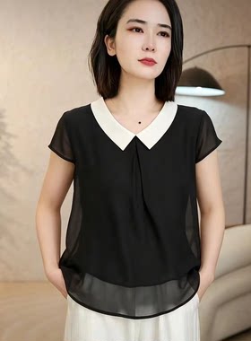 妈妈夏装娃娃领打底衫短袖t恤