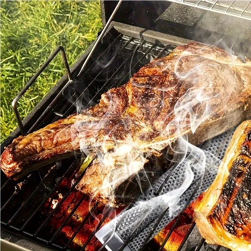 户外烧烤工具熏肉盒不锈钢烟熏盒BBQ木炭香料烟盒熏肉盒熏肉管