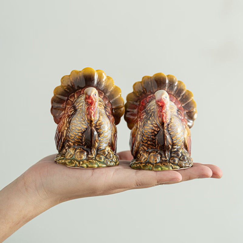 陶瓷火鸡动物创意厨房调料罐造型胡椒粉瓶调味罐盐罐桌面摆件道具