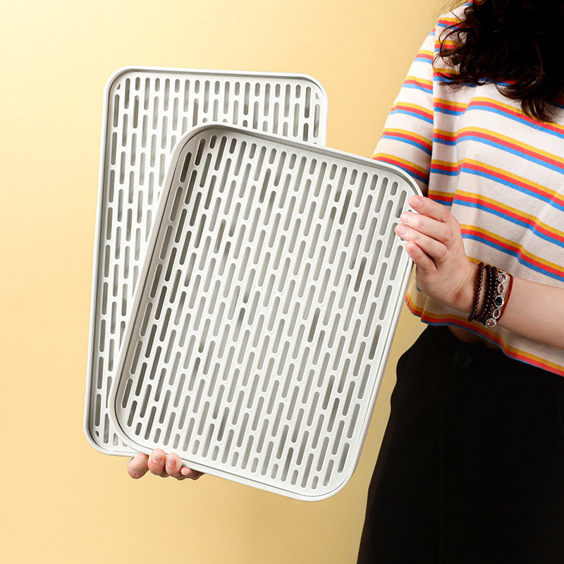 双层塑料沥水盘家用客厅厨房大号杯架放杯茶具盘创意水杯托盘滤水