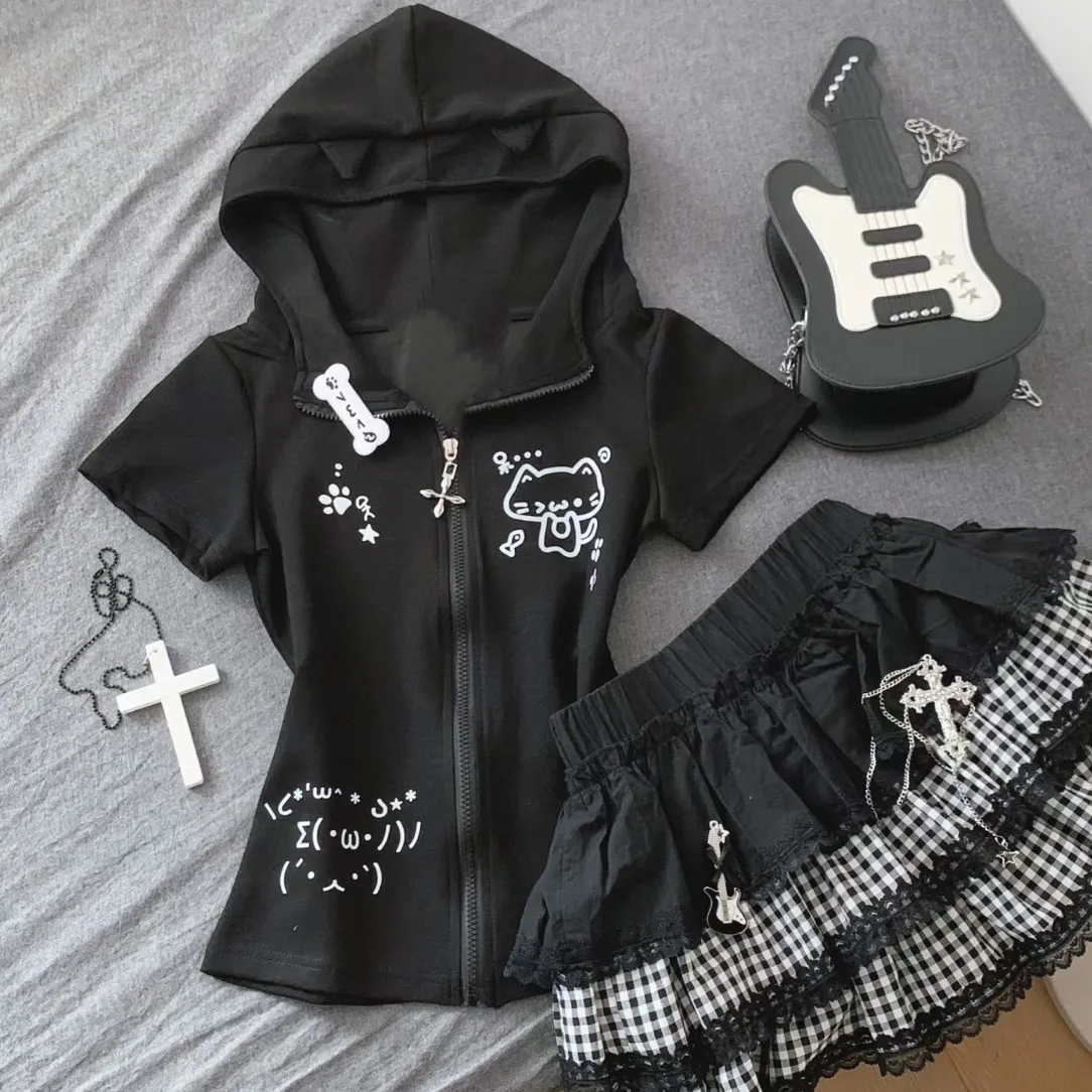 现货日系可爱宅萌感外套短袖T恤