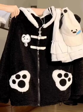 现货秋冬加厚羊羔绒海军领棉服女