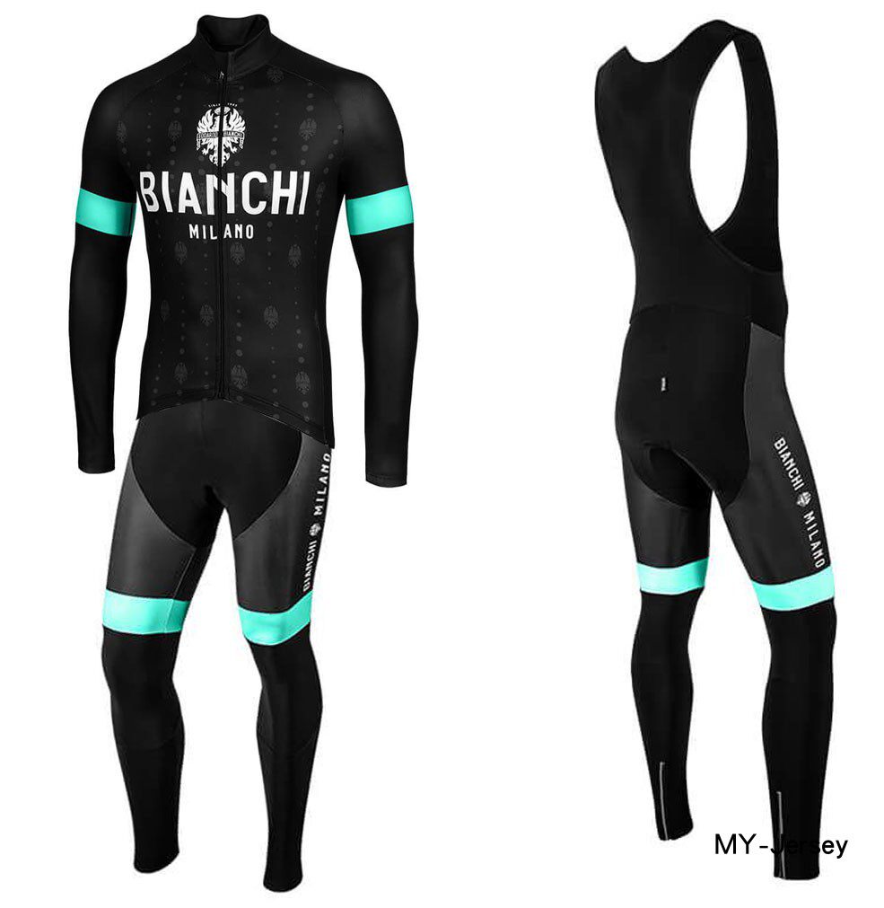 2021新款Bianchi 比安奇自行车秋冬款长袖上衣骑行服背带裤男女款