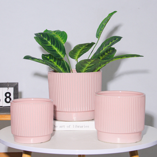 花盆陶瓷大口径简约欧式 创意带托盘家用兰花绿萝多肉客厅清仓特价