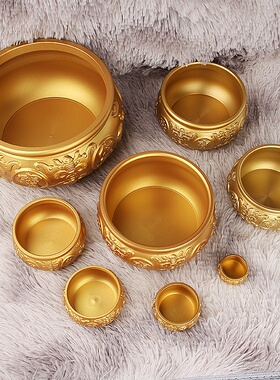 黄铜双鱼聚宝盆家居办公室祠堂桌面五福聚宝盆金属工艺品摆件