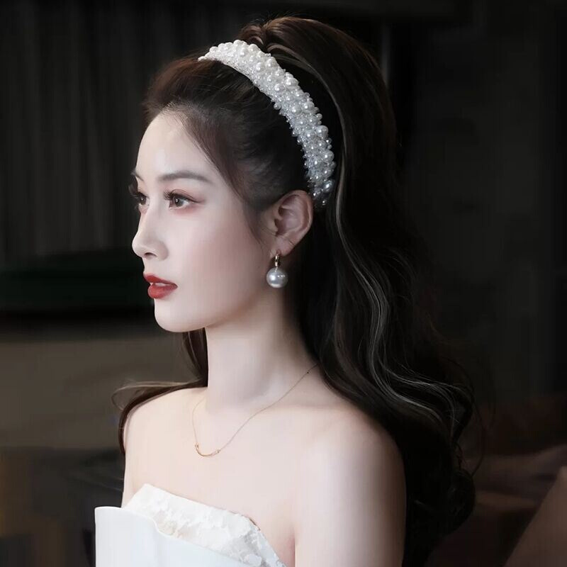 法式头饰新娘婚纱2021t年新款敬酒服高级感头纱仙美发箍白纱发饰