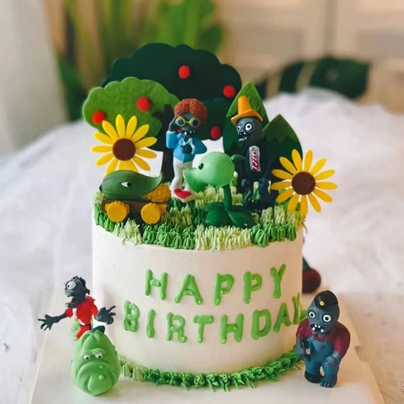 植物大战僵尸蛋糕装饰摆件向日葵太阳花儿童男孩生日烘焙插牌插件