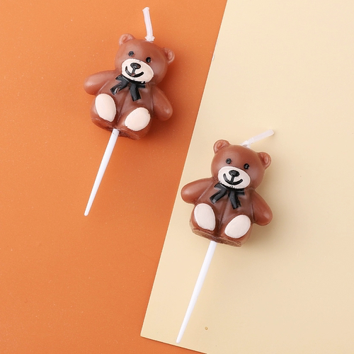 小熊蜡烛蛋糕装饰摆件INS网红韩风可爱卡通棕熊生日烘焙装扮插件