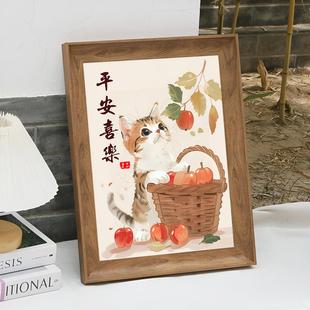 飾喬遷禮物掛畫 貓咪平安喜樂桌面相框擺件入戶玄關柜擺臺畫客廳裝
