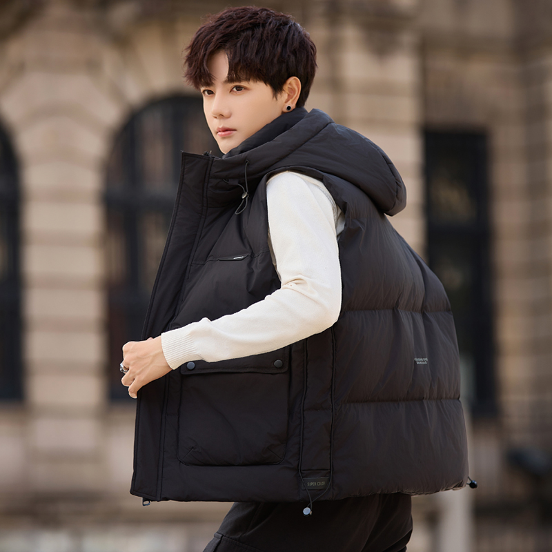 连帽羽绒背心男冬季外套