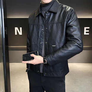 加绒加厚皮衣男秋冬2025新款潮流翻领痞帅入秋机车皮夹克外套男潮