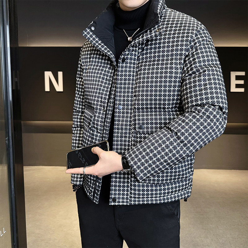 格子轻薄羽绒服男冬季2025新款潮牌痞帅加厚保暖高级感羽绒外套男
