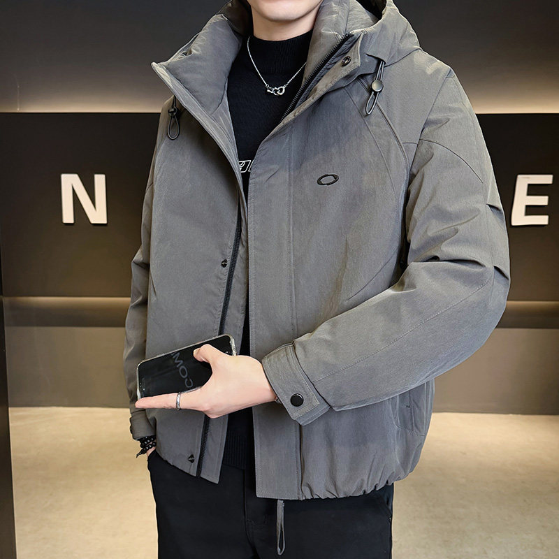 轻薄90绒连帽羽绒服男冬季2025新款潮牌痞帅短款痞帅羽绒外套男潮