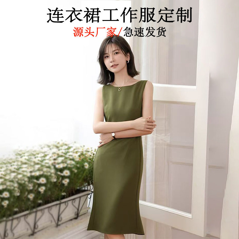 高档连衣裙气质职业休闲夏季修身收腰通勤女装全棉百搭亲肤连身裙