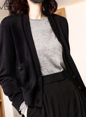 戎美【ZZ0712277】及致优雅 经典V领 120S精纺羊毛 绞花针织开衫