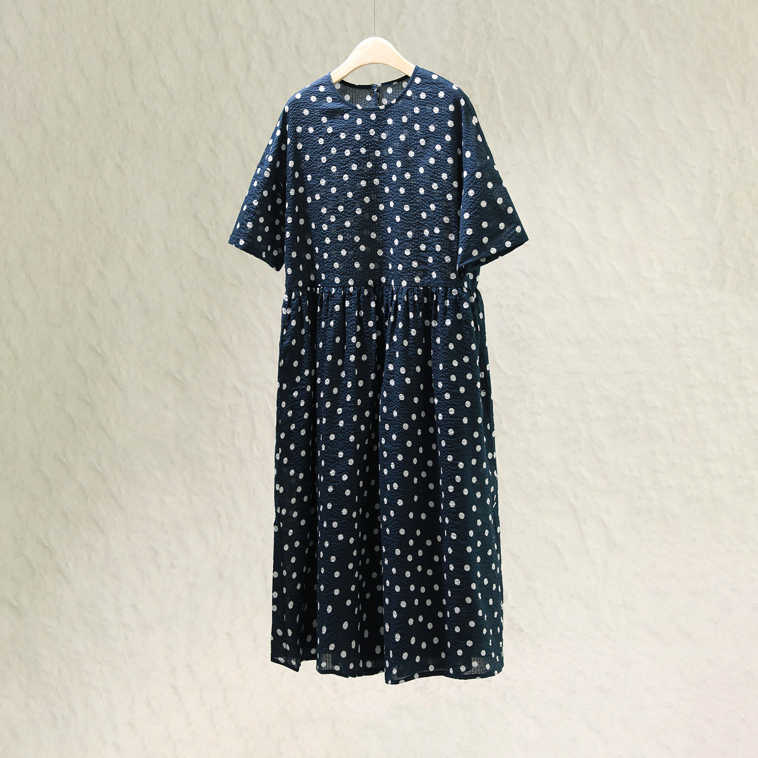 RUMERE/戎美【日本料/盐缩_肌理/长绒棉_薄/棉里】波点半袖连衣裙