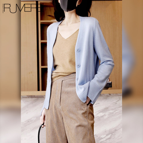 戎美纯羊绒V领吊带衫无缝全成型