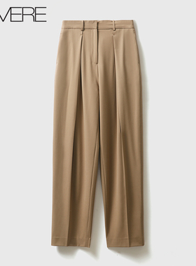 戎美【KZ1121194】人手B囤 可机洗精纺羊毛 双褶高腰显瘦万能锥裤