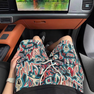 夏威夷民族风短裤男款夏季小众设计感运动裤子宽松休闲五分沙滩裤