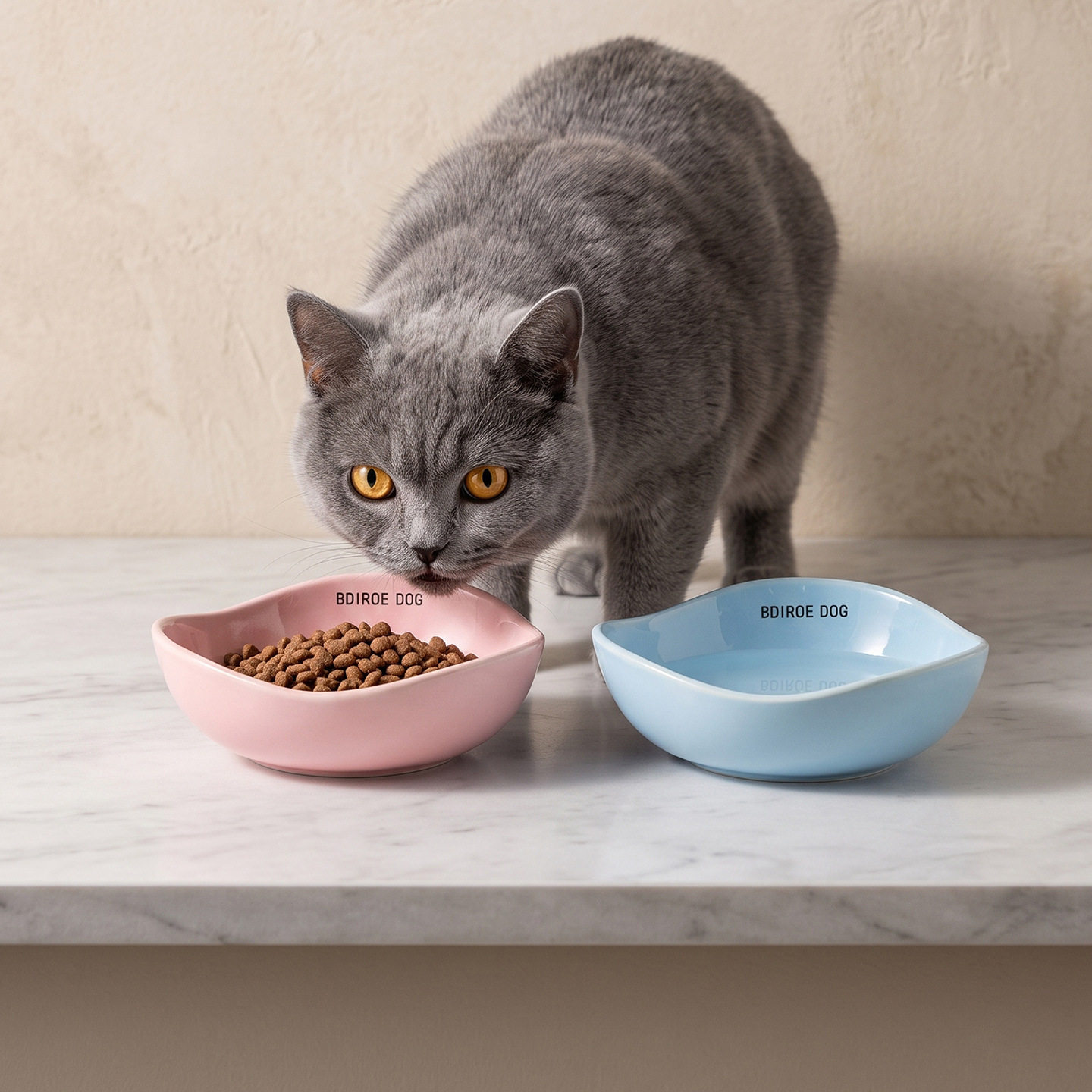纯色不规则豆荚碗宠物碗陶瓷猫碗狗碗防打翻食盆猫咪喝水碗猫粮碗