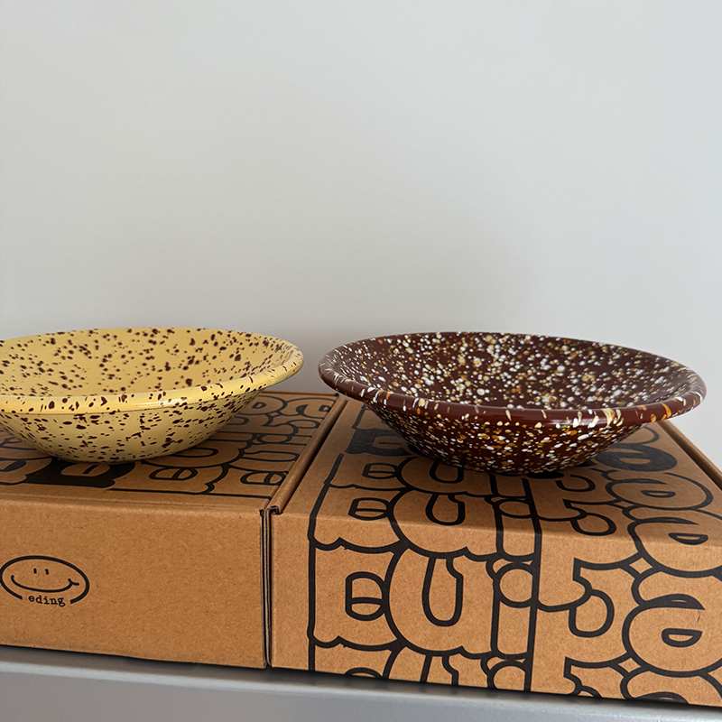 韩国代购搪瓷泼墨新款酸奶碗