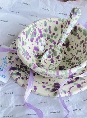 气泡系列美国Crow Canyon泼墨搪瓷马克杯餐盘谷物碗餐具香芋气泡