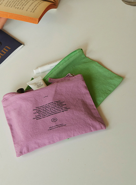 韩国代购hotel827收纳包化妆包手包复古水洗棉旅行包香芋紫