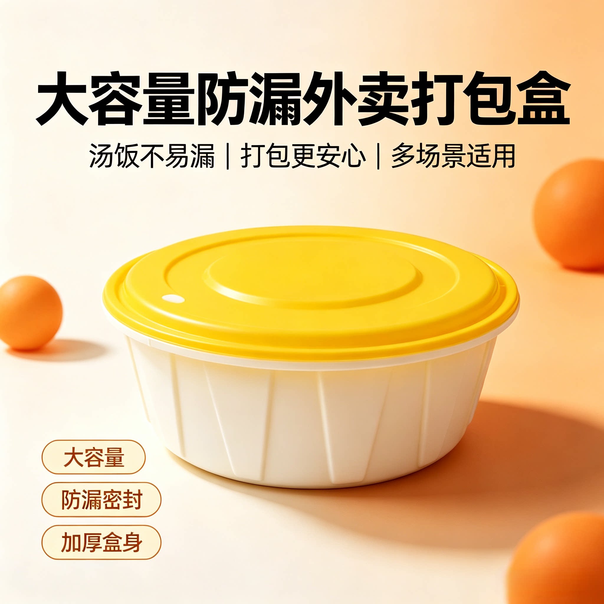 一次性碗锁扣防漏食品级加厚圆形图片