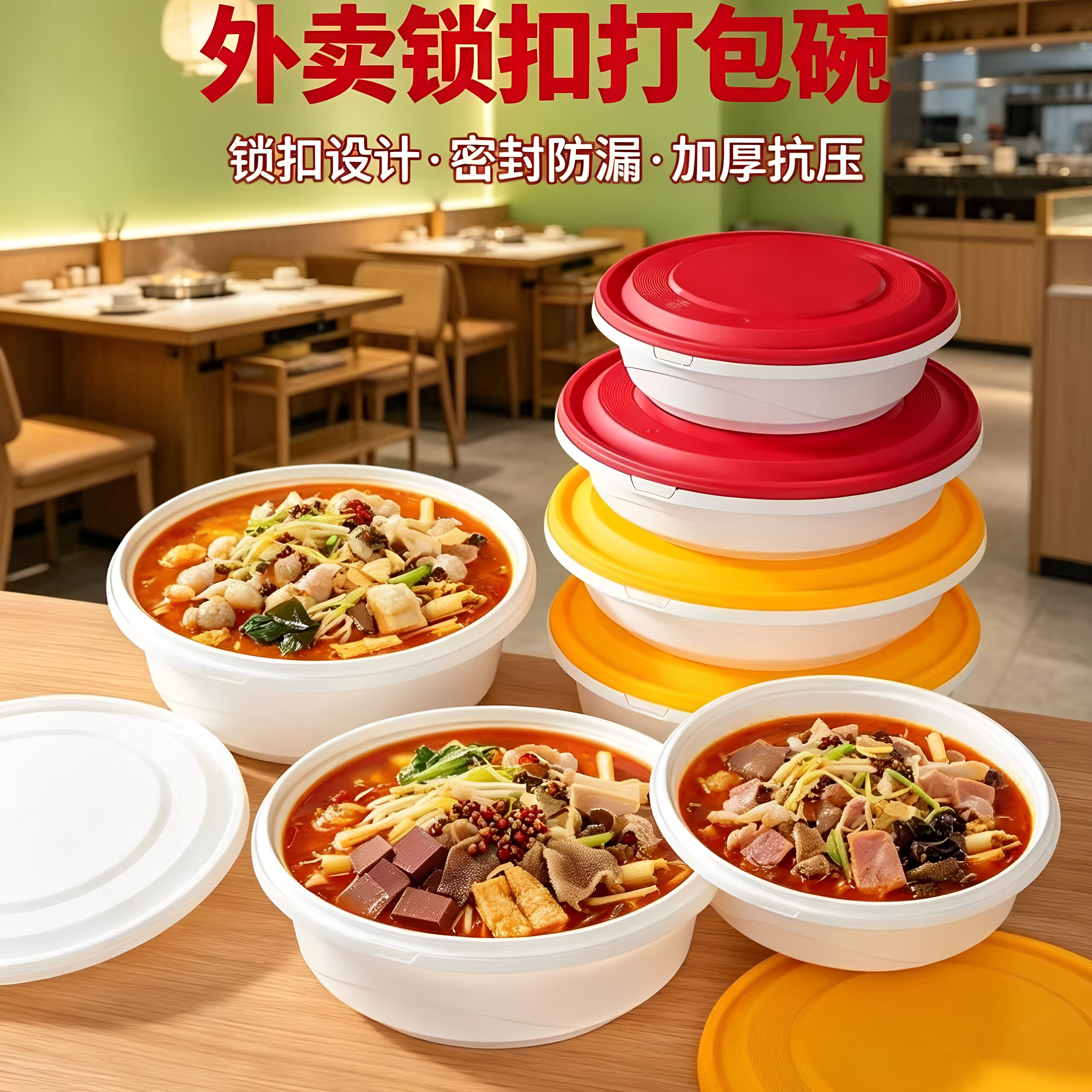 外卖加厚防漏耐高温一次性餐盒