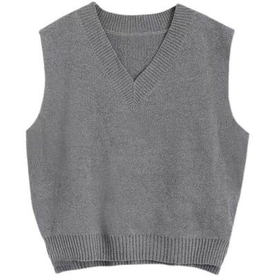 Knitted vest womens mid-length loose sleeveless vest