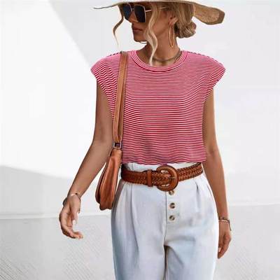 Sleeveless Solid Striped Shoulder Pad