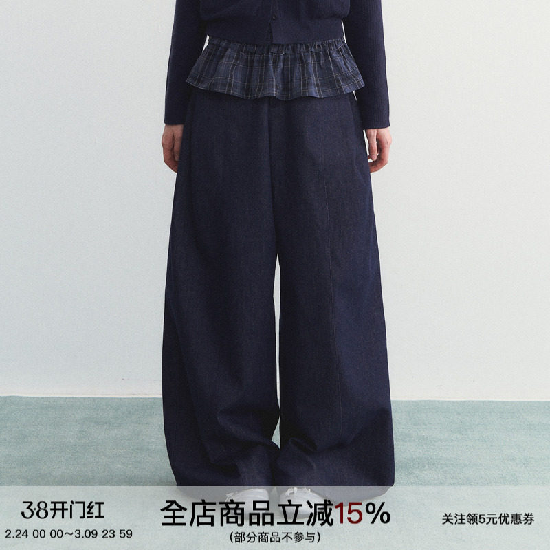 SPEAR YOUTH“经典必buy”原牛牛仔裤女休闲风高腰大阔腿垂感长裤