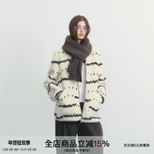 花絮倒放 SPEAR YOUTH 北欧简约拉链上衣波浪点羊羔毛外套秋冬