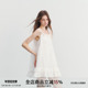 SPEAR 白色吊带连衣裙蕾丝拼接短裙 天丝法式 YOUTH 花房奇遇