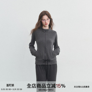 黑灰条纹圆领开衫 生活留白 卫衣抽绳收腰上衣外套 YOUTH SPEAR