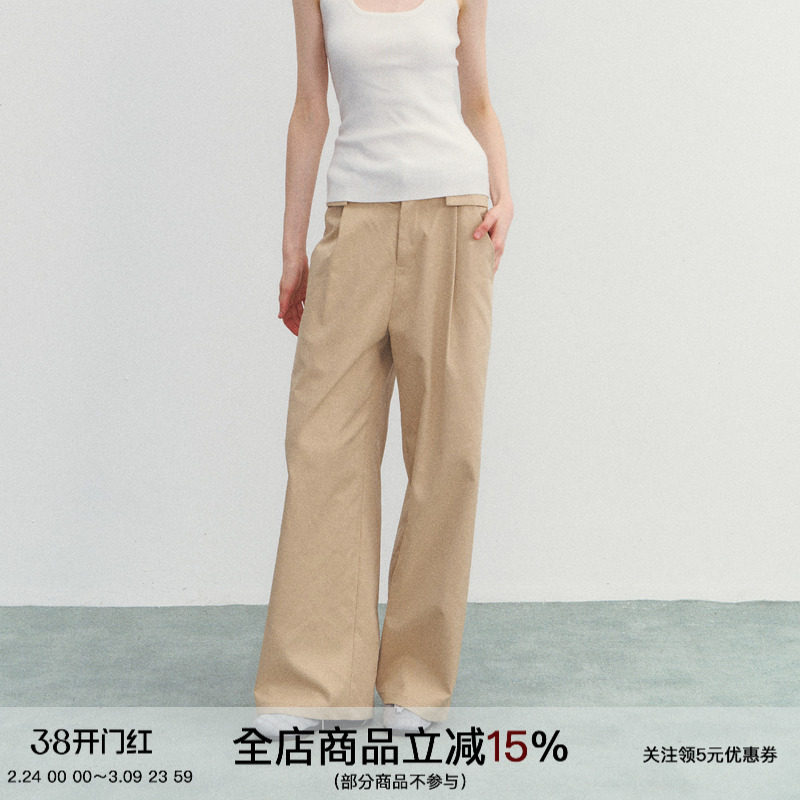 SPEAR YOUTH“百搭偏爱”通勤宽松休闲裤高腰显瘦阔腿西装裤长裤