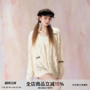 鏤空蝴蝶結(jié)毛衣慵懶寬松針織衫 SPEAR YOUTH 春日幻想 上衣外套