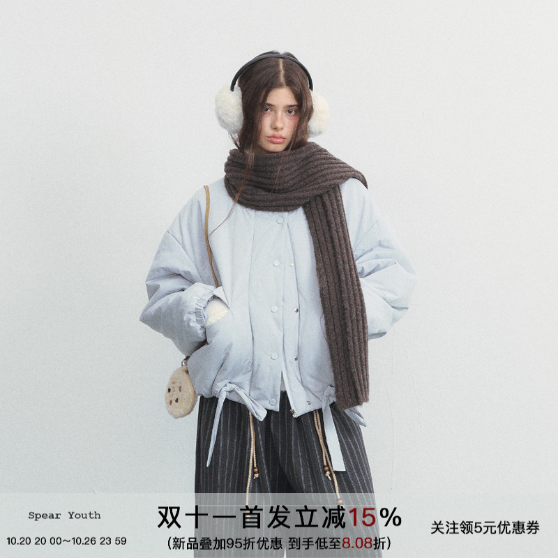 奈良美智下摆系带宽松棉服外套