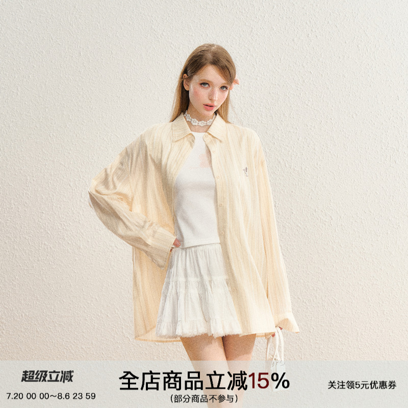 SPEARYOUTH宽松甜美长袖条纹