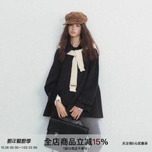 SPEAR YOUTH“魔女斗篷”羊毛毛呢外套针织连帽拼接风衣上衣女冬