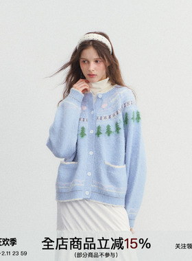 SPEAR YOUTH“恋恋悸动”羊毛针织衫费尔岛提花开衫宽松毛衣秋冬