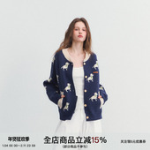 YOUTH 狗狗童话镇 厚织小狗提花针织衫 SPEAR 满印休闲开衫 毛衣