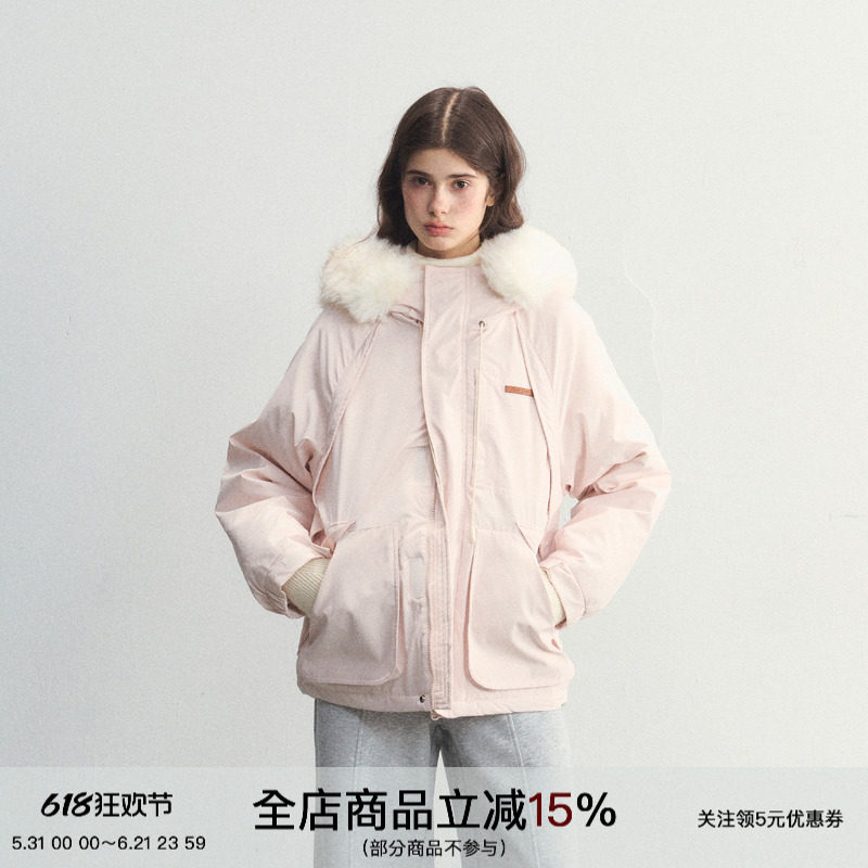 SPEAR YOUTH“觅雪寻冬”加厚羽绒服棉服大毛领连帽外套派克服女