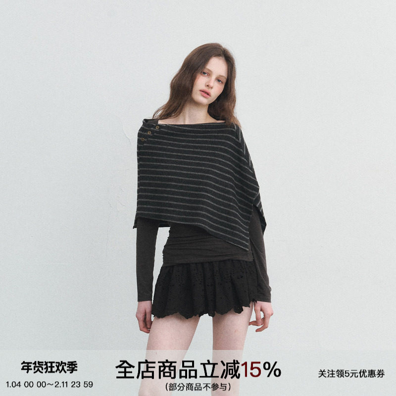 SPEAR YOUTH“莫妮卡”天丝羊毛斗篷真两件上衣显瘦古早针织衫,女装/女士精品,毛针织衫,淘宝优惠券,粉丝福利购,淘宝优惠卷