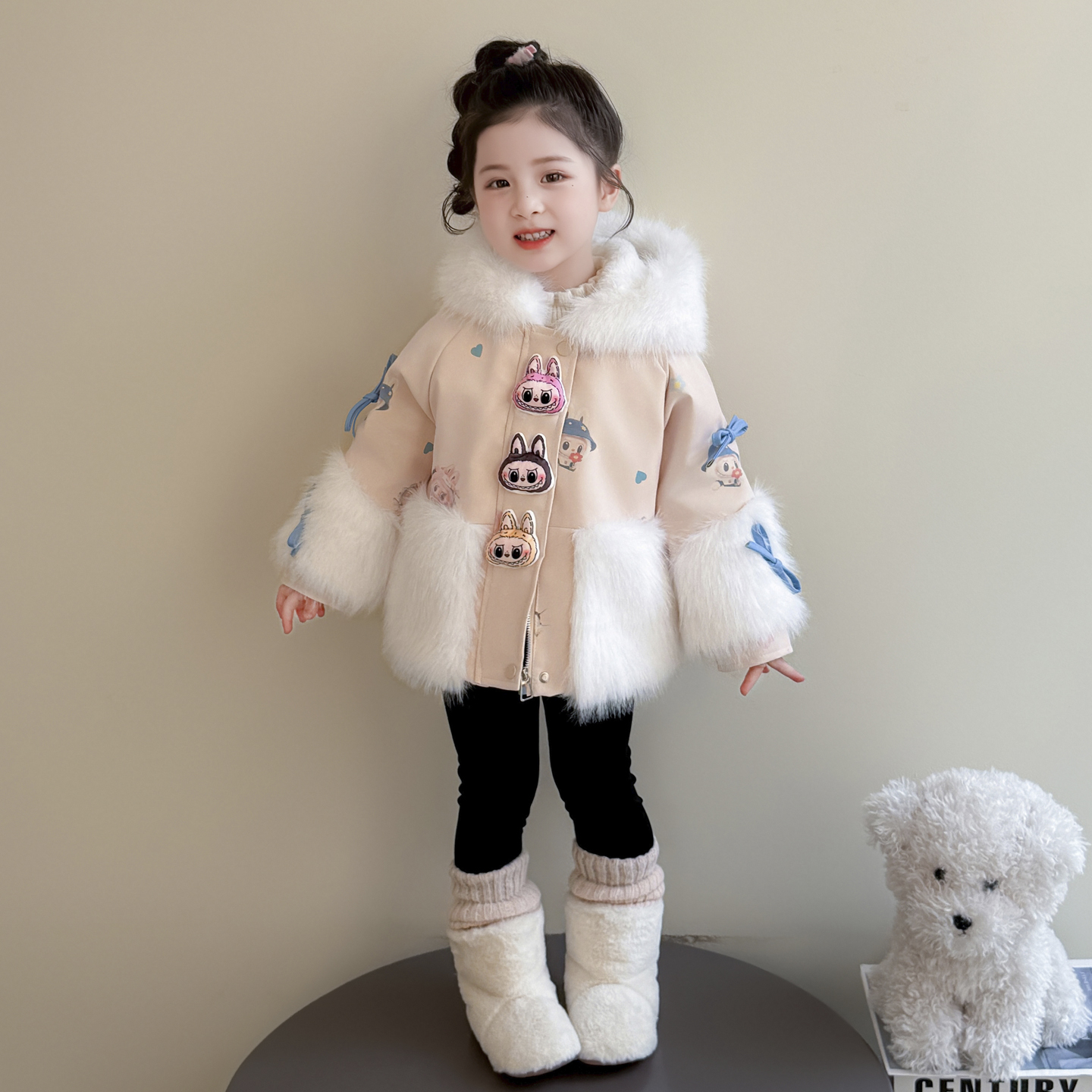 女童秋冬款仿皮草外套