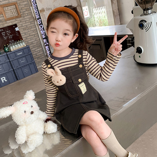 背带裙两件套春秋款女宝宝秋季套装儿童秋装牛仔裙