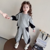 衣服儿童春季 女宝宝春装 漂亮 2026新款 拼色运动两件套 女童套装