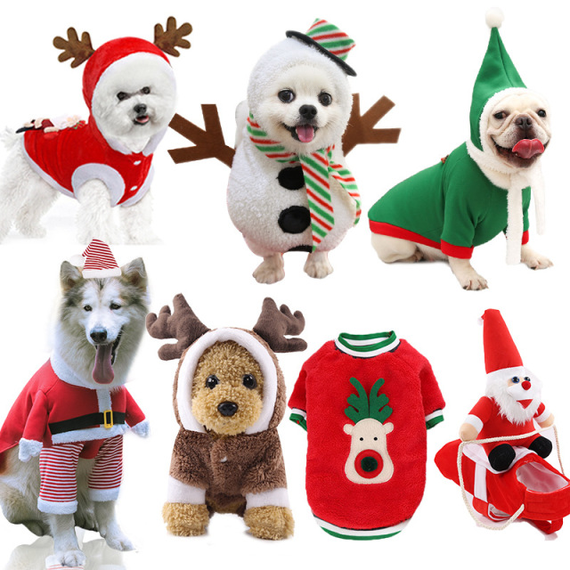 Dog Cat pet christmas dress up clothes santa reindeer snowm