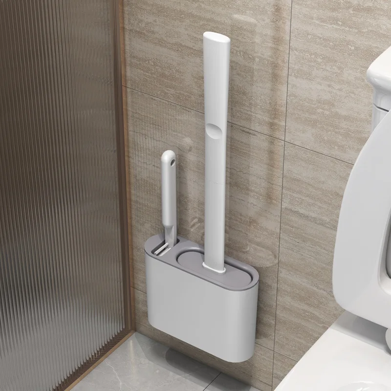 Silicone Toilet Brush and Holder Set Wall Hanging Bathroom B