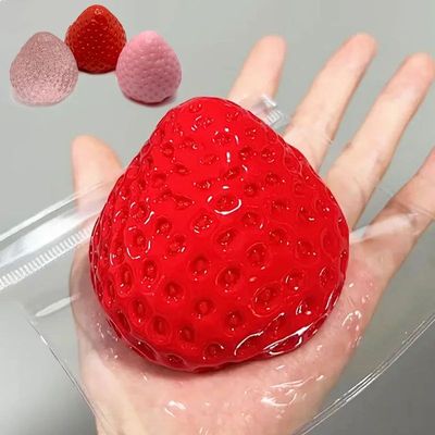 Big Strawberry Squeeze Taba Squishy Toy Kawaii Red Pink Squi